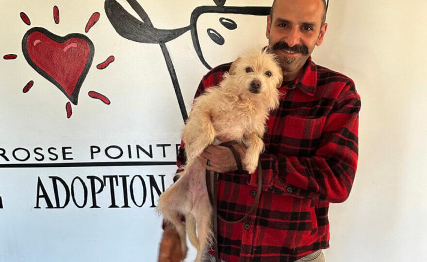 Mehrad Houman reunited with his lost dog at the Grosse Pointe Adoption Society